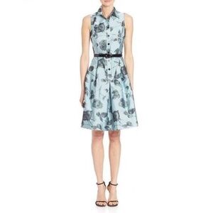 Teri Jon Blue Floral Midi Dress